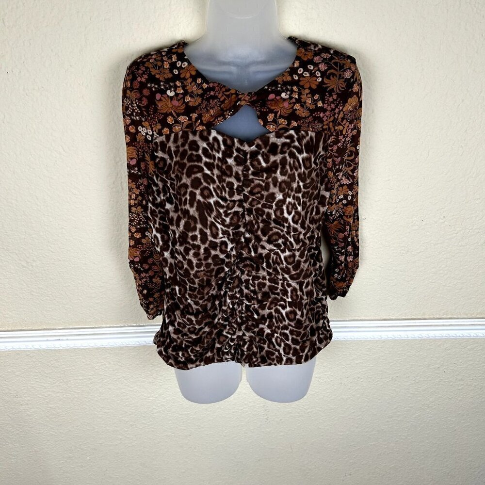 Brown Leopard Cheetah Print Pullover Top Vintage 90s Punk Rock Grunge Glam Y2K